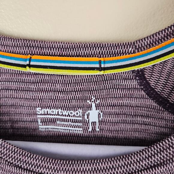 Smartwool Purple Long Sleeve Striped Thermal Top Size Large - Picture 3 of 5